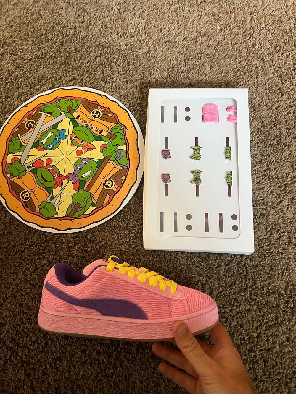 Puma Kids Pink and Purple Sneaker with Yellow Laces